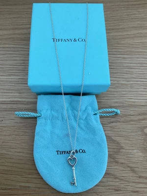 £180 • Buy RARE Tiffany & Co Heart  Key Sterling Silver Pendant With Box