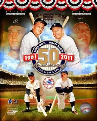 MICKEY MANTLE & ROGER MARIS ~ 8x10 Color Photo Picture ~ M&M Boys 50th Year • $9.90