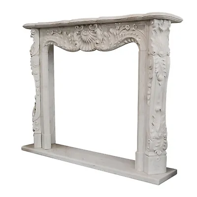 Frame For Fireplace IN Marble Carrara With Decoration Louis XVI L150cm • $5221.44