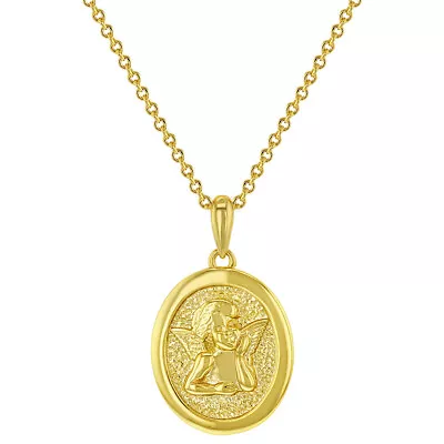 Gold Plated Guardian Angel Religious Medal Pendant Necklace For Kids 18  • $17.99