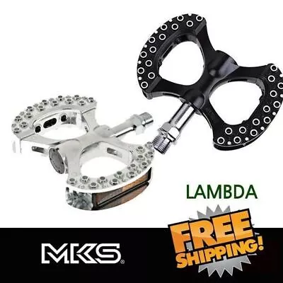 MKS LAMBDA  9/16  3-PIECE CRANK Alloy Pedal - Black / Silver • $49