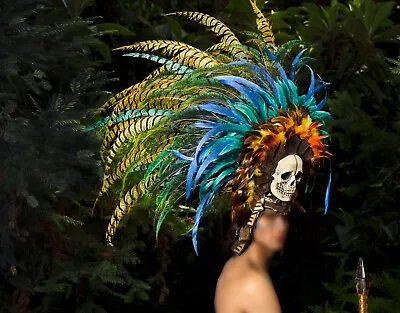 $900 • Buy Handmade Headdress Inspired By Aztec Design - Memorabilia Beyond Paranormal