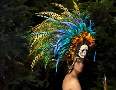 $900 • Buy Handmade Headdress Inspired By Aztec Design - Memorabilia Beyond Paranormal