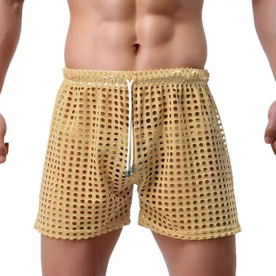 Breathable Net Sheer Mesh Boxer Trunks Shorts Lounge Underwear For Men • $12.99