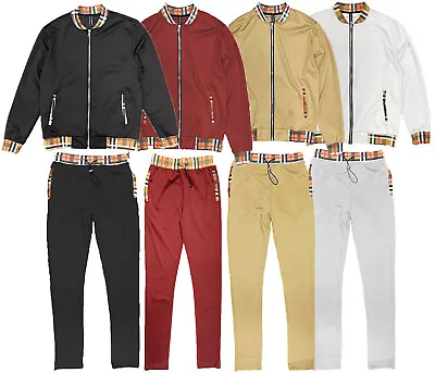 Mens Casual Plain And Checkered Print Track Suit Track Pant Jogger Set S-3XL • $48.99