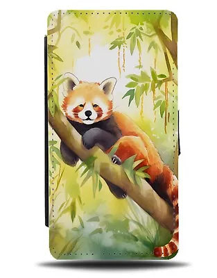 Watercolour Red Panda In The Tree Flip Wallet Case Branch Pandas Hanging CL34 • £19.99