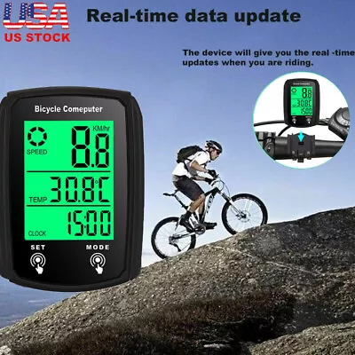 LCD Digital Cycle Bike Waterproof  Wired  Computer Bicycle Speedometer Odometer • $10.79