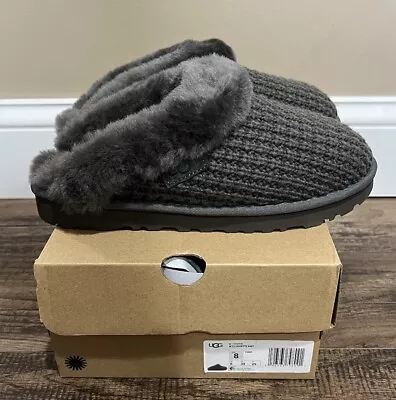 NIB Womens UGG Size 8 Cluggette Knit Slipper CHRC Charcoal Gray • $89.99