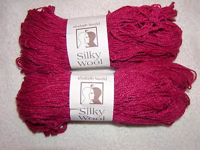 2 Skeins - Elsebeth Lavold SILKY WOOL-45% Wool/35% Silk/ 20% Nylon #96- MAGENTA • $15.99