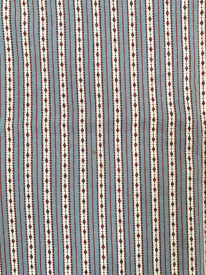 $50 • Buy Vintage Feed Sack Fabric Blue Chambray Striped With Little Red Diamonds