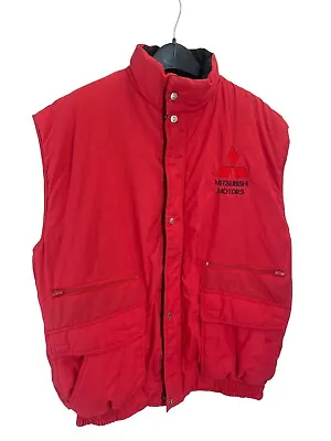 MENS Mitsubishi Motors Vintage Jacket Vest Red Sleeveless Size L • $87.50