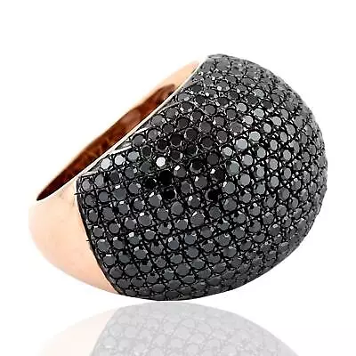 18k Rose Gold Natural Micro Pave Diamond Dome Ring Silver Jewelry • $2350