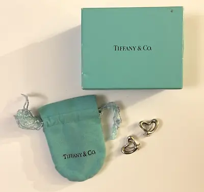 Vintage Tiffany & Co Elsa Peretti 925 Sterling Silver Open Heart Clip Earrings • $210