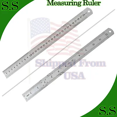  30cm 12 Inch Stainless Steel Precision Double Sided Metal Metric Straight Ruler • $6.90