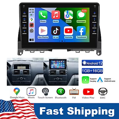 For Mercedes Benz C Class W204 S204 2006-2011 Android 12 Car GPS BT Radio Stereo • $138