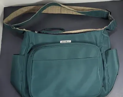 90's Vintage Messenger Bag Eddie Bauer Green Campus Travel School Business Bag • $12.95