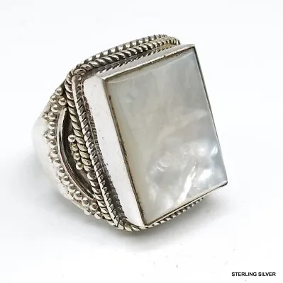 Natural Mother Of Pearl 925 Sterling Silver Handmade Ring All Sizes Available • $16.01