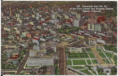 $1 • Buy Panorama From The Air Of Civic Center And Business District, Denver CO Postcard