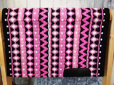 $164.99 • Buy Western Wool Show Saddle Blanket Horse Pad- 34 X 42  Black- Pink Free Shipping