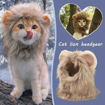 £4.12 • Buy Cat Lion Clothes Hair Funny Pet Mane Wig Headgear Hat Costume Dress Up