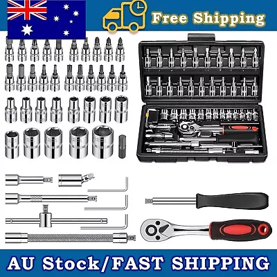 1/4 Inch Drive Socket Set 46 Pcs Ratchet Socket Wrench Set Socket Set Wrench Set • $29.99