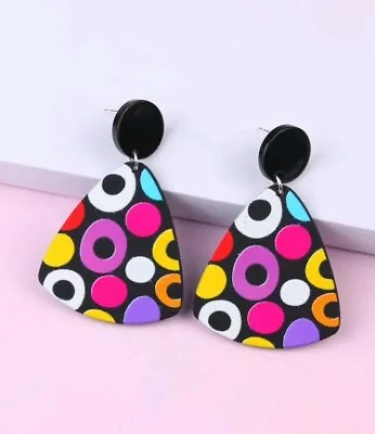 £5.99 • Buy Women Fashion Acrylic Triangle Multicolour Drop Dangle Earrings Boho Jewelry UK