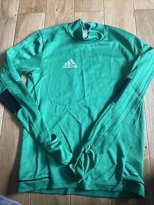 Adidas Climacool Long Sleeve Top Size Medium Mens Roll Neck Green Thumb Holes • £10