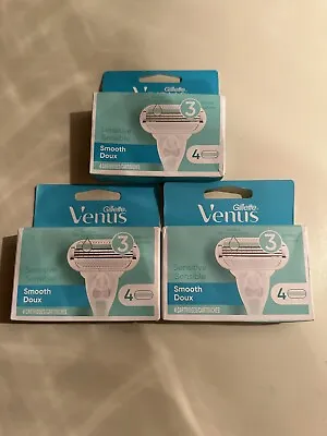 Lot Of  3 Gillette Venus Sensitive Deluxe Smooth 3 Blade 4 Cartridges • $26.98