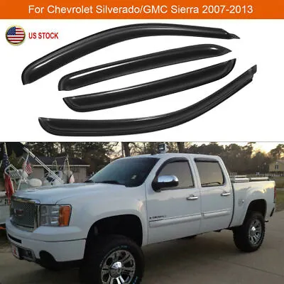 In-Channel Window Visors For Chevy Silverado GMC Sierra 1500 2500 3500 Crew Cab • $41.99