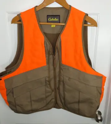 Cabela's Cargo Hunting Vest Mens Medium Brown Orange High Vis Blaze Game Shootin • $24.90