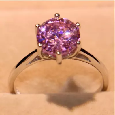 2Ct Round Pink Sapphire Diamond Lab Created Women's Ring 14K White Gold Plated • $68.99