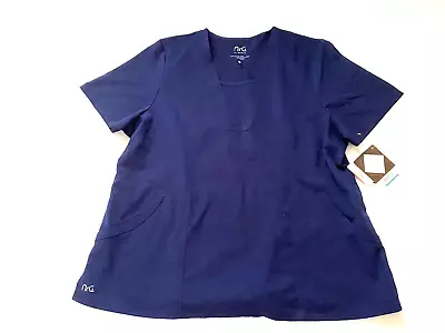 NWT NrG By Barco Uniforms Women's Scrub Top Navy Blue SZ 2XL  Stretch Arcflex • $13.55