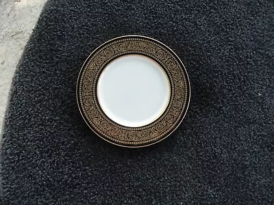 Mikasa Mount Holyoke Gold Scrolls Black Rim White Bone-China Bread Butter Plate • $8