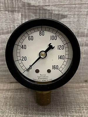 160 PRESSURE GAUGE PSI Marsh Instrument Company 2  GLASS Face STEAMPUNK RATROD • $29.95