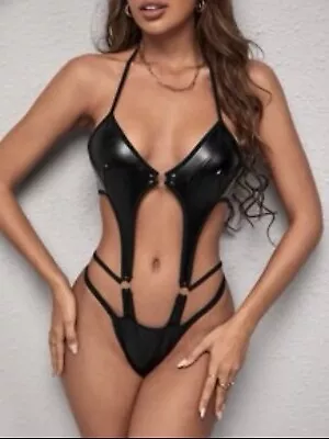 £9.20 • Buy PU Leather Cut-out Ring Linked Teddy Body Suit