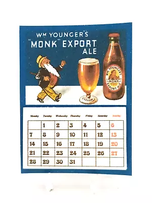 Dolls House 1:12 Scale Miniature Monks Export Ale Pub/Shop Calendar • $3.11