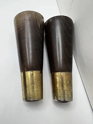 Vintage MCM Wooden Furniture Legs With Brass Bottom Set Of 2 Mid Century Modern • $9