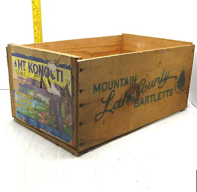 Vintage Mount Konocti Wooden Pear Crate Native American Chief Lake County Fruit • $20