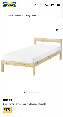 Ikea Single Pine Bed Frame With Base And Mattress • £75