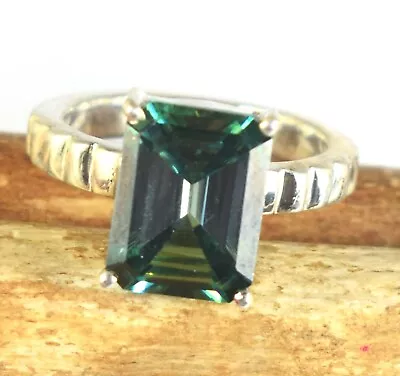 12.48 Ct Certified Green Emerald Cut Diamond Solitaire Men's Ring Great Luster • $242.99