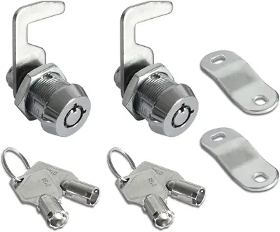 2 Pack Toolbox Lock 5/8  Tubular Cam Replacement Lock Hook Cam Keyed Alike With • $14.64