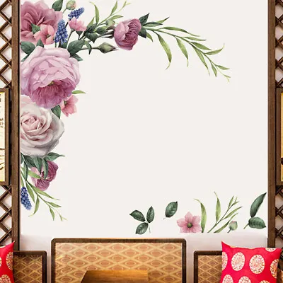 £4.77 • Buy DIY Decal Large Peony Rose Flower Art Wall Sticker Living Room Home Background