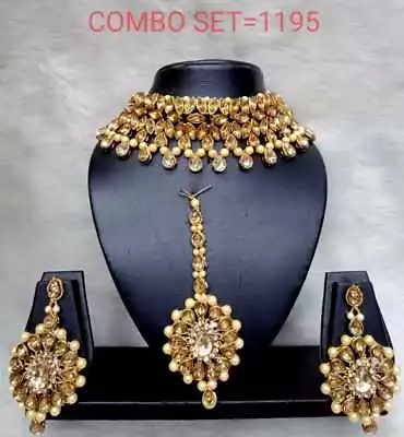 Indian Bollywood Gold Plated Bridal Ethnic Necklace Earrings Fashion Jewelry • $22.99