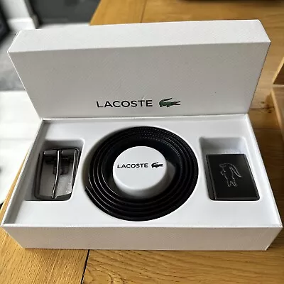 Lacoste Men’s Leather Black/navy Belt With Changeable Buckles Size W44” • £50