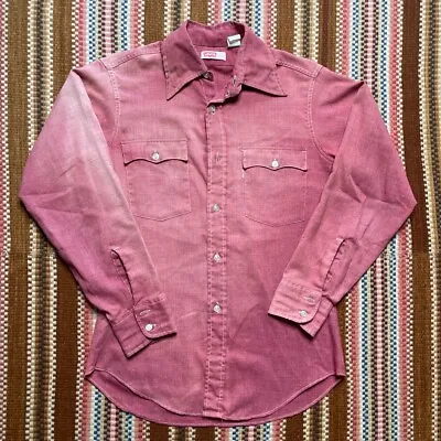 Vintage 60s Levis Big E Button Up Chambray Faded Salmon Shirt. Size M • $90