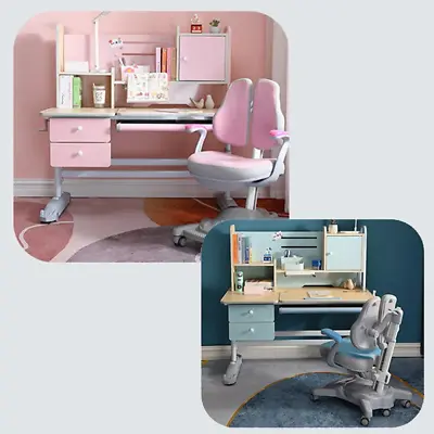 $279.99 • Buy Ergonomic Height Adjustable Children Kids Study Desk Chair Set 120cm Blue Pink A