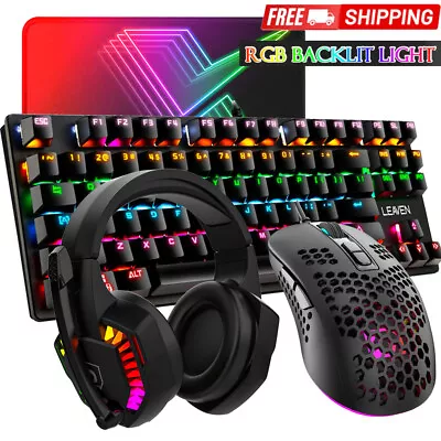 Gaming SG550 RGB Mechanical Keyboard TKL 6400DPI Mouse And 3.5mm Headset Combo • $60.28