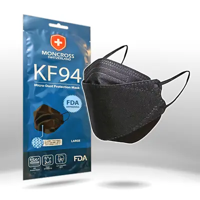 10/50/100 BLACK KF94 Disposable Face Masks 4 Layers Filters 95%+ PFE & BFE KN95 • $8.95