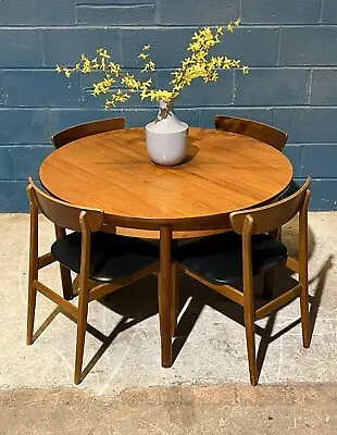 Vintage Mid 20th Century Round Mcintosh Extendable Dining Table & 4 Chairs • £535