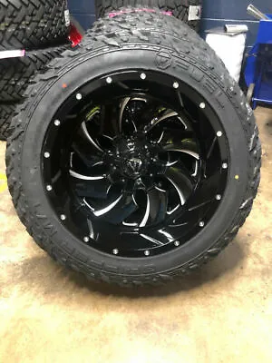 22x12 Fuel D574 Cleaver Black Wheels 35  MT Tires Package 5x5 Jeep Wrangler JL • $3324.05